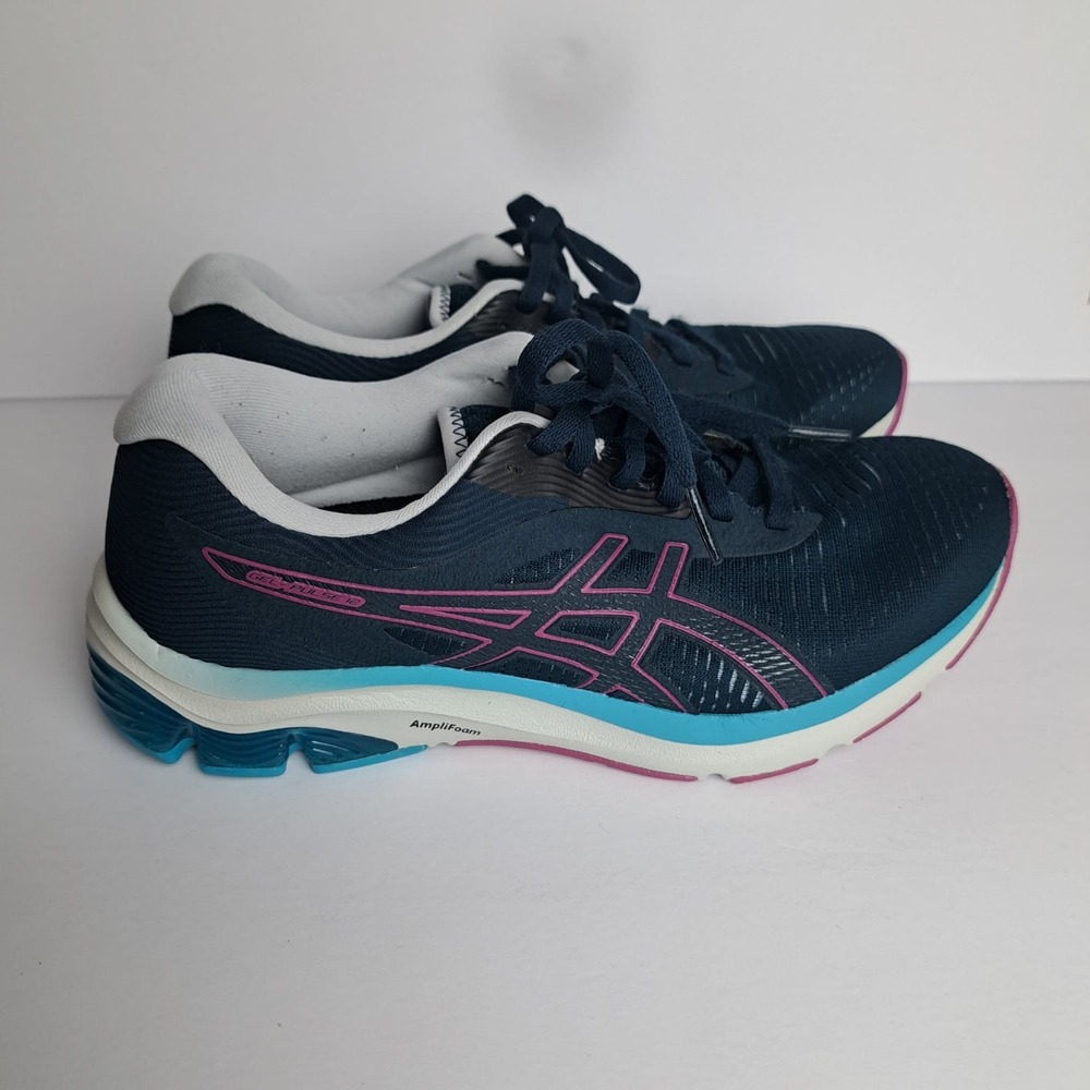 Asics Womens Gel Pulse 12 Amplifoam Navy Blue Tennis Shoe Sz 8 1012A724 Running